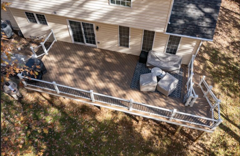 Large deck with white rail — Fredericksburg Deck Builders
