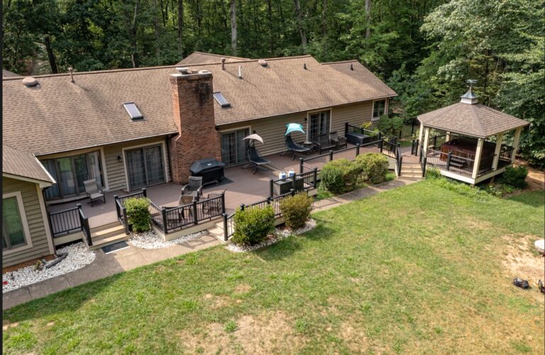 Long deck with gazebo and black rail — Fredericksburg Deck Builders