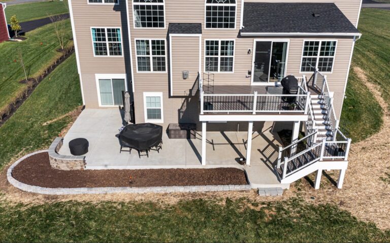 Two-level deck with patio and fire pit — Fredericksburg Deck Builders