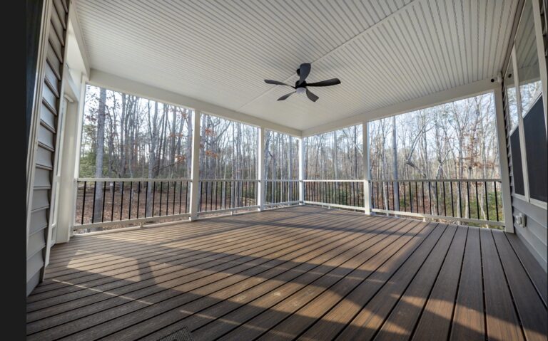 Covered deck with beadboard ceiling and fan — Fredericksburg Deck Builders