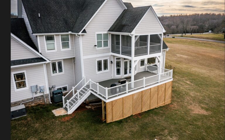Covered porch and deck with privacy wall — Fredericksburg Deck Builders
