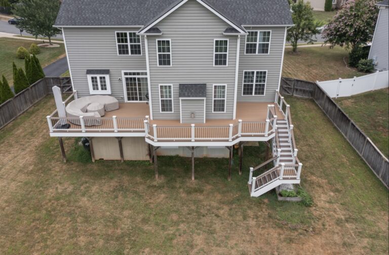 Elevated deck with side stairs — Fredericksburg Deck Builders