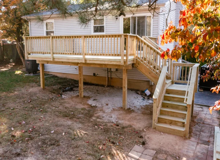Pressure-treated wood deck with stairs — Fredericksburg Deck Builders