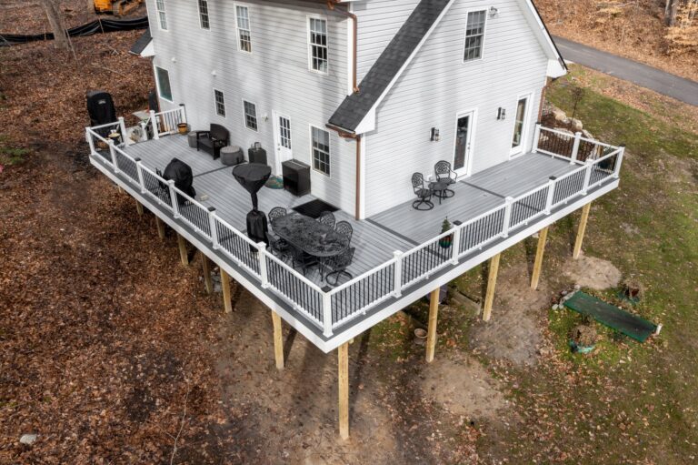 Wraparound TimberTech deck with Trex Select railing — Fredericksburg Deck Builders